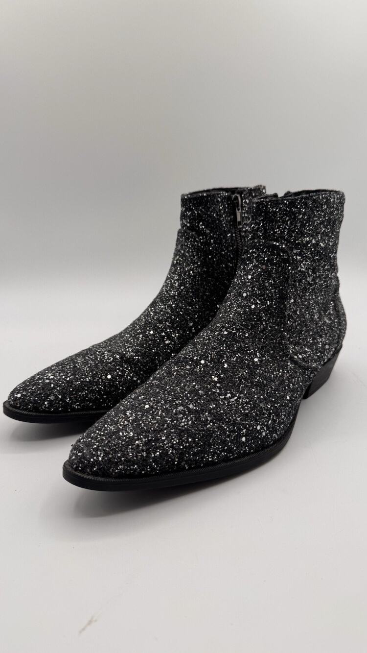 VINTAGE ASOS DESIGN Chelsea Boots Black Glitter Size Men’s 8 Women’s 10